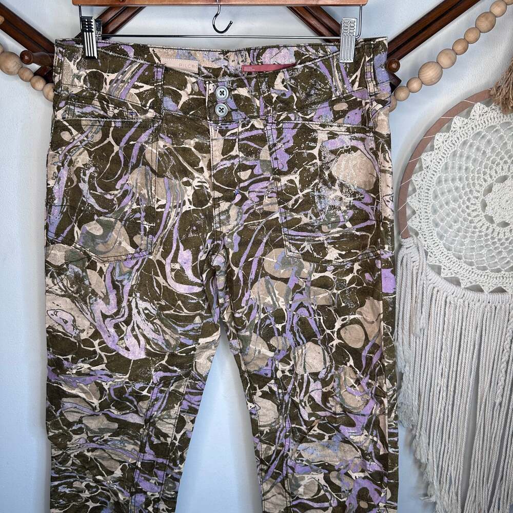 Pilcro Anthropologie The Wanderer Low Rise Metallic Marble Print Pants